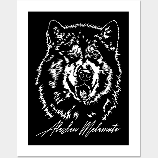 Alaskan Malamute dog portrait sleddog Wall Art by wilsigns